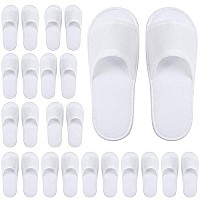 Elcoho 12 Pairs Open Toe Spa Slippers White Spa Hotel Guest Slippers for Spa, Party Guest, Hotel and Travel, Fits Most Men and Women