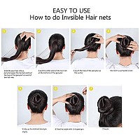 Zonon Hair Nets Invisible Elastic Edge Mesh and U Shaped Pins Set, 50 Pieces 50 cm Individual Package Invisible Hair Nets, 40 Pieces U Shaped Pins for Ballet Bun, Sleeping, Women and Wig (Brown)