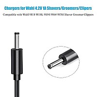 SoulBay 4.2V AC Adapter Charger Cord for Wahl Trimmer Clipper 9818 9818L 9854L 9864 9876L 9880L 9888L Lithium Ion Beard Shaver Groomer S003HU0420060 S004mu0400090 Class 2 Power Supply Replacement