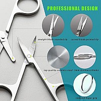 Facial Hair Small Grooming Scissors For Men Women - Eyebrow, Nose Hair, Mustache, Beard, Eyelashes, Ear Trimming Kit - Curved and Rounded Safety Tip Clippers For Hair Cutting - Stainless Steel 2PCS