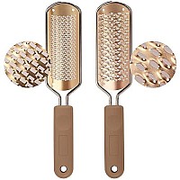 2Pcs Pedicure Rasp Foot File Callus Remover,Professional Stainless Steel Colossal and Fine Foot Scrubber Remove Dead Skin for Wet and Dry Feet