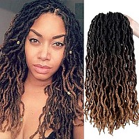 6 Pack Gypsy Locs Crochet Hair 18 Inch Crochet Locs 3 Tone Wavy Goddess Fauxs Locs Crochet Hair Extensions 1B/30/27