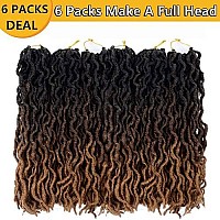 6 Pack Gypsy Locs Crochet Hair 18 Inch Crochet Locs 3 Tone Wavy Goddess Fauxs Locs Crochet Hair Extensions 1B/30/27