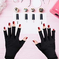 Syhood 3 Pairs UV Glove Gel Manicures Glove Anti UV Fingerless Gloves Hands from UV Light Lamp Manicure Dryer (Black, Purple, White)