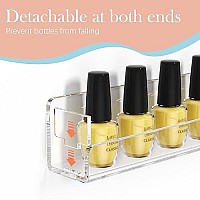 FEMELI Nail Polish Wall Rack 6 Shelves,Clear Acrylic Nail Polish Holder Organizer for 66-90 Bottles, Multi-purpose Acrylic Floating Shelves