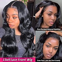 Larhali Hair 13x6 HD Transparent Lace Front Wigs Brazilian Body Wave Human Hair Wigs For Black Women 180% Density Pre Plucked with Baby Hair Natural Black (16 inch)