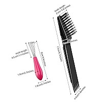 2 Pieces Hair Brush Cleaning Tool Comb Cleaning Brush Comb Cleaner Brush Hair Brush Cleaner Mini Hair Brush Remover for Removing Hair Dust Home and Salon Use (Plastic Handle Rake, Pink and Black)