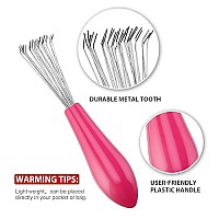 2 Pieces Hair Brush Cleaning Tool Comb Cleaning Brush Comb Cleaner Brush Hair Brush Cleaner Mini Hair Brush Remover for Removing Hair Dust Home and Salon Use (Plastic Handle Rake, Pink and Black)