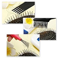 2 Pieces Hair Brush Cleaning Tool Comb Cleaning Brush Comb Cleaner Brush Hair Brush Cleaner Mini Hair Brush Remover for Removing Hair Dust Home and Salon Use (Plastic Handle Rake, Pink and Black)