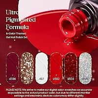 Beetles Candy Cane Gel Nail Polish Set - 6 Pcs Gel Polish Glitter Burgundy Red Sparkle Gel Kit Snow White Silver Nail Gel New Year Kit Girlfriend Christmas Nail Art Design Gifts for Women Mom Mother