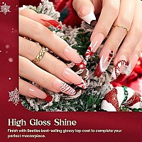 Beetles Candy Cane Gel Nail Polish Set - 6 Pcs Gel Polish Glitter Burgundy Red Sparkle Gel Kit Snow White Silver Nail Gel New Year Kit Girlfriend Christmas Nail Art Design Gifts for Women Mom Mother