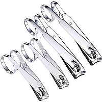 4 Packs EZ Grip Nail Clipper 360-Degree Rotating Head Scissor Grip Toenail Clippers Stainless Steel Edge Fingernail Clipper Set, Large and Small (Easy Grip Style)