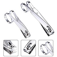 4 Packs EZ Grip Nail Clipper 360-Degree Rotating Head Scissor Grip Toenail Clippers Stainless Steel Edge Fingernail Clipper Set, Large and Small (Easy Grip Style)