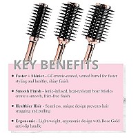 Foxybae Round Hair Brush Set - Rose Gold Hair Detangler Brush for Women, Men, Kids - Professional Hair Volumizer Brushes with Vented Barrel - Nylon & Boar Bristles Hair Styling Brush