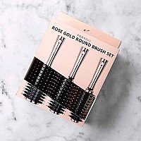 Foxybae Round Hair Brush Set - Rose Gold Hair Detangler Brush for Women, Men, Kids - Professional Hair Volumizer Brushes with Vented Barrel - Nylon & Boar Bristles Hair Styling Brush