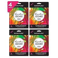 Bodipure Premium Keratin Gloves for Nail Strengthening and Cuticle Softening - Hand Masks for Dry Cracked Hands - Moisturizing Hand Treatment Gloves with Plant Keratin - 4 Glove Pairs