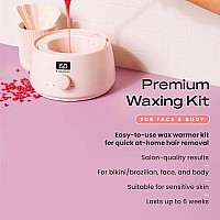 KoluaWax Premium Waxing Kit for Women - Hot Melt Wax Warmer for Hair Removal, Eyebrow, Bikini, Legs, Face, Brazilian Wax & More - Machine + 4-Pack Hard Wax Beads + Accessories, Blush