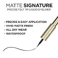 L'Oreal Paris Makeup Matte Signature Liquid Dip Eyeliner, Waterproof, Precise and Easy Application, All Day Wear, Vivid Matte Finish, Black, 0.07 fl; Oz.