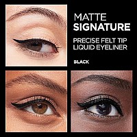 L'Oreal Paris Makeup Matte Signature Liquid Dip Eyeliner, Waterproof, Precise and Easy Application, All Day Wear, Vivid Matte Finish, Black, 0.07 fl; Oz.