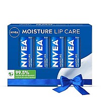 NIVEA Moisture Lip Care, Lip Balm Stick with Shea Butter, Jojoba Oil and Avocado Oil, 0.17 Oz, Pack of 4