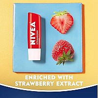 NIVEA Strawberry Lip Care - Tinted Lip Balm for Beautiful, Soft Lips - Pack of 4