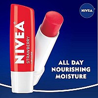 NIVEA Strawberry Lip Care - Tinted Lip Balm for Beautiful, Soft Lips - Pack of 4