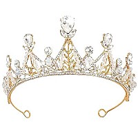 TOCESS Princess Crown and Tiara for Women Princess Gold Tiara Queen Costume Crystal Rhinestone Crown for Bride Bridal Girl Ladies Wedding Prom Birthday Festival Party, Ideal Gift for Women (Gold)