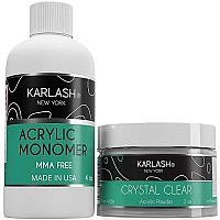 Karlash Professional Polymer Kit Acrylic Powder Crystal Clear 2 oz and Acrylic Liquid Monomer 4 oz for Doing Acrylic Nails, MMA free, Ultra Shine and Strong Nails