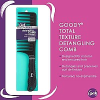 GOODY Total Texture Detangling Handle Comb, Wide Spaced Teeth Preserve Curl Definition, Pain-Free Hair Accessories for Women & Girls, Durable for Everyday and Professional Use, Black