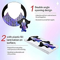 100pcs Extra Long Blue Purple Fish Patten Adhesive Stiletto Nail Forms Guide for UV Gel Acrylic Curve False Nail Tips Extension,Fish Pattern,HJ-NTF049