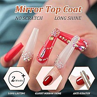 No Wipe Gel Matte Mirror Top Coat Base Coat LED Lamp Needed Quick Dry Long Lasting Gloss Clear Resin Polish Nail Art Glue For Home And Salon Use