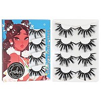 Losha 25mm Lashes,3D Faux Mink Lashes Fluffy Volume Eyelashes Thick Crossed Luxurious Soft Wispy Lashes Pack 4 Pairs Dramatic Eye Makeup (45A)