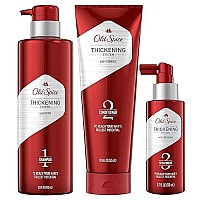 Old Spice Hair Thickening Bundle For Men, Biotin Shampoo, Vitamin C Conditioner, and Castor Oil Treatment