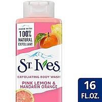 St. Ives Exfoliating Body Wash - Pink Lemon Body Wash for Women with Mandarin Orange, Citrus Body Wash, Body Soap, or Hand Soap with 100% Natural Exfoliants for Glowing Skin, 16 Oz Ea (Pack of 2)