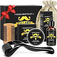 Beard Growth Kit - Derma Roller for Beard Growth, Beard Kit with Beard Growth Oil, Beard Roller, Beard Balm, Comb, Gifts for Men Husband Boyfriend Dad