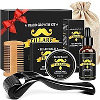 Beard Growth Kit - Derma Roller for Beard Growth, Beard Kit with Beard Growth Oil, Beard Roller, Beard Balm, Comb, Gifts for Men Husband Boyfriend Dad