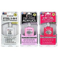 Nail-Aid 3pk Of Steel Hardener + Dip-free Acrylics + 3-in-1 Gel Top Coat, French Sheer, N/A, 1.65 Fl Ounce