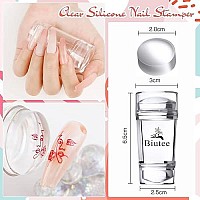 Biutee Nail Art Stamping Plate Kit Jelly Silicone Stamper Nail Design Stencils Printer Scraper Storage Bag Tool Set StampTemplate with Flower Line