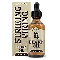 Striking Viking Vanilla Beard Oil (Large 2 oz.) - 100% Natural Beard Conditioner with Organic Argan and Jojoba Beard Oils with Vanilla Scent - Softens, Moisturizers, and Strengthens Beard Growth