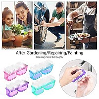 Handle Grip Nail Brush, Larbois Hand Fingernail Brush Cleaner Scrubbing Kit Pedicure for Toes and Nails Men Women (4 Pack) (Color-2)