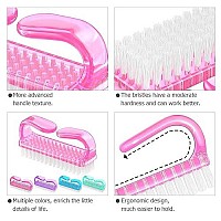 Handle Grip Nail Brush, Larbois Hand Fingernail Brush Cleaner Scrubbing Kit Pedicure for Toes and Nails Men Women (4 Pack) (Color-2)