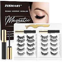 Magnetic Eyelashes With Magnetic Eyeliner Kit -10 Pairs Upgraded 3D 5D Magnetic Eyelashes Kit With Tweezers & 2 Tubes Of Magnetic Eyeliner , Reusable, No Glue