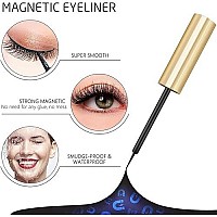 Magnetic Eyelashes With Magnetic Eyeliner Kit -10 Pairs Upgraded 3D 5D Magnetic Eyelashes Kit With Tweezers & 2 Tubes Of Magnetic Eyeliner , Reusable, No Glue