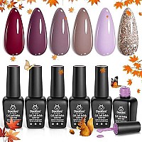 Beetles Gel Nail Polish Kit- 6 ColorsMauve Lilac and Maroon Gel Polish Set Glitter Nail Polish Soak Off LED Gel Nail Kit Nail Art Manicure Salon DIY at Home Gifts for Women Mother