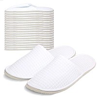 Anmerl Spa Slippers - 10 Pairs Comfy Unisex Slippers - Premium Bulk Disposable Hotel Slippers - Thick Cotton Velvet House Slippers for Guests Wedding Party Travel - Non Slip, Machine Washable, White