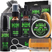 Beard Kit Beard Growth Grooming Kit w/Beard Foam/Shampoo/Wash Beard Growth Oil Serum Balm Brush Comb Scissor Bag e-Book Christmas Stocking Stuffers Gifts Ideas for Men Him Dad Boyfriend Husband Mens