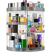 Rotating Makeup Organizer Countertop, Acrylic Makeup Storage Organizer Round, Large Cosmetic Organizer 7 Layers Large Capacity, Fits Makeup Brushes, Lipsticks, Bathroom, Vanity, Plus Size Gray