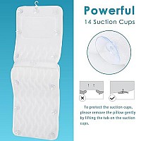 Bath Pillows For Tub 3D Mesh Spa Bathtub Pillow Cushion Rest 6 Suction Cups Head Neck Shoulder Back Support Washable Quick Dry (White 3D)