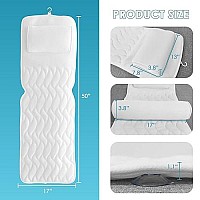 Bath Pillows For Tub 3D Mesh Spa Bathtub Pillow Cushion Rest 6 Suction Cups Head Neck Shoulder Back Support Washable Quick Dry (White 3D)