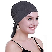 Osvyo Bamboo Pretied Chemo Head Scarves For Women Hair Loss - Cancer Slip On Headwear Headscarf Coverings Turbans Wraps Caps Dark Flecking Grey